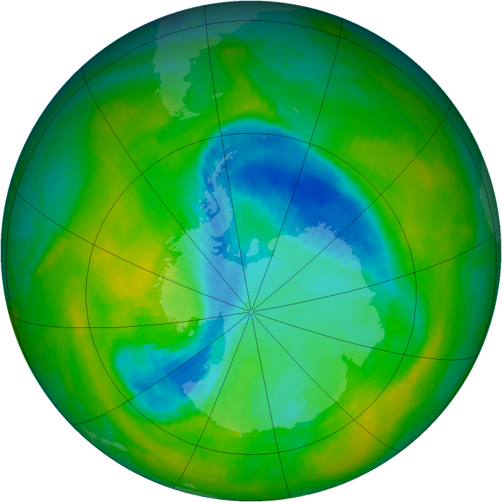 Antarctic ozone map for 03 December 1989